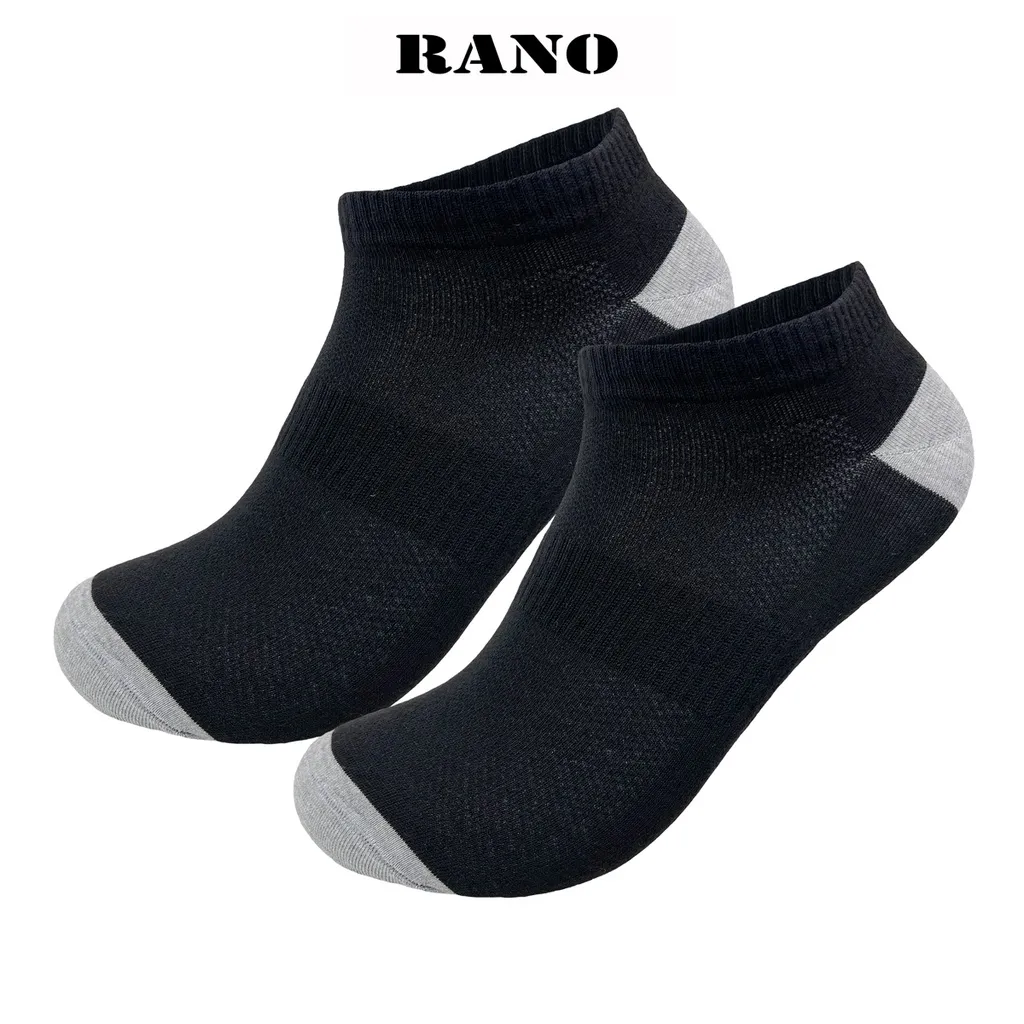 Ảnh Tất vớ nam cổ ngắn thấp trên mắt cá phối gót thoáng khí cotton cao cấp nhiều màu khử mùi xuất xịn hàng hiệu RANO 2