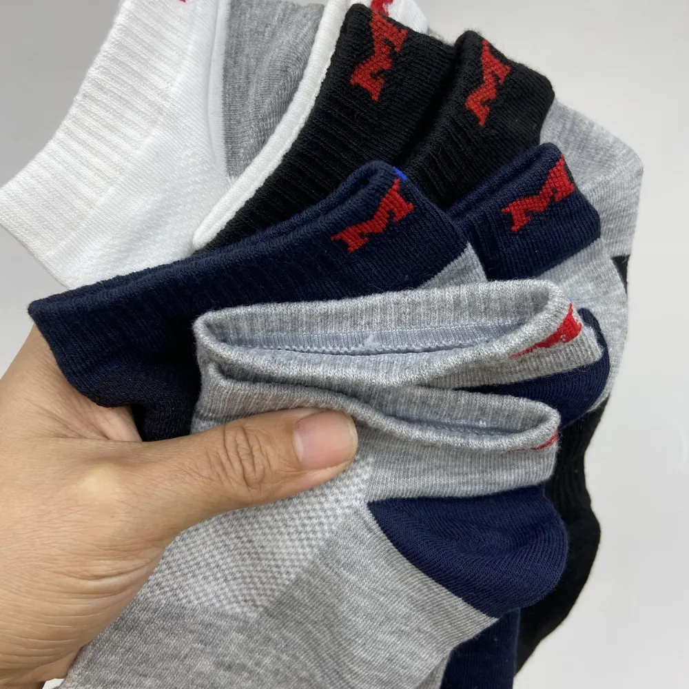 Ảnh Tất vớ nam cổ ngắn thấp trên mắt cá phối gót thoáng khí cotton cao cấp nhiều màu khử mùi xuất xịn hàng hiệu RANO 4