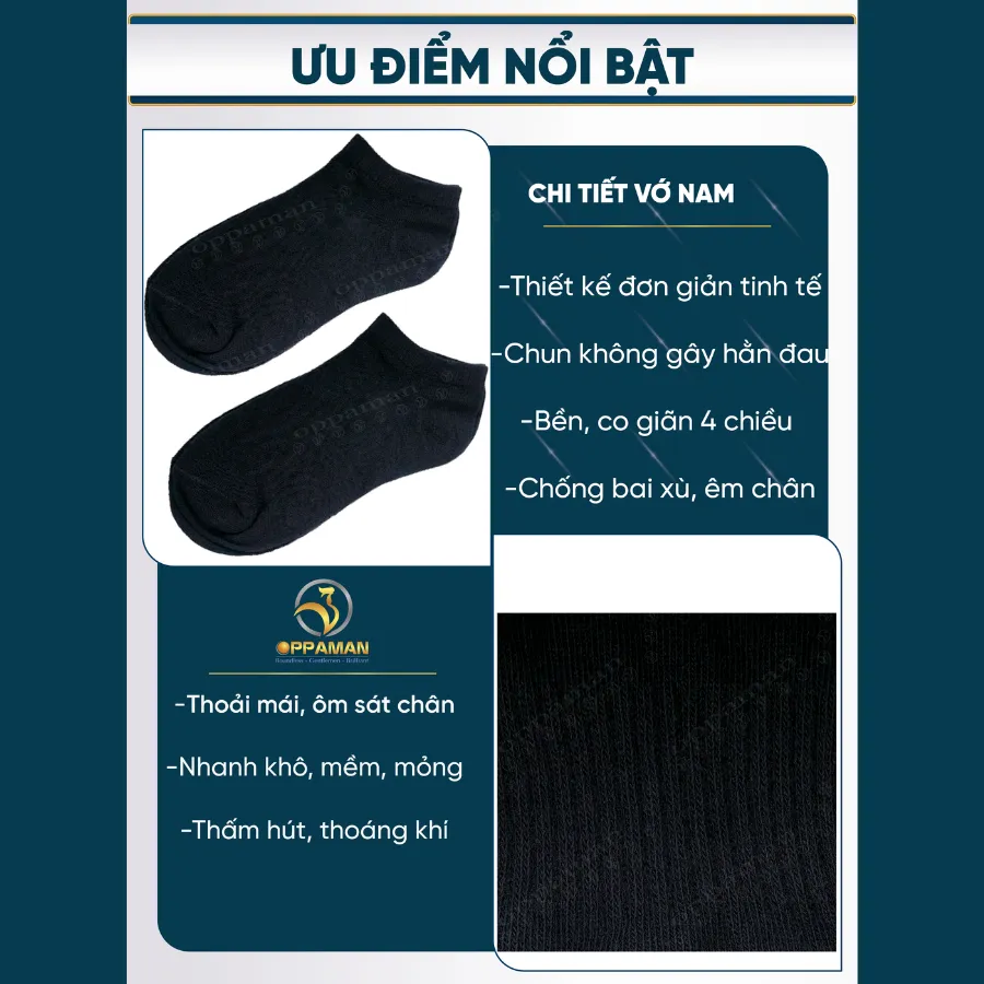Ảnh Tất vớ nam nữ cổ ngắn cao cấp trơn vớ nam đen vớ thể thao cotton thun khử mùi hôi OVT5 OPPAMAN 2