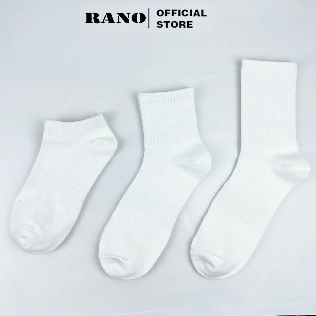 Ảnh Tất vớ nam nữ cổ thấp trung cao trơn màu đen trắng BAsic Hàng Hiệu RANO Phong Cách Unisex Hàn Quốc TRON_TRUNG 1