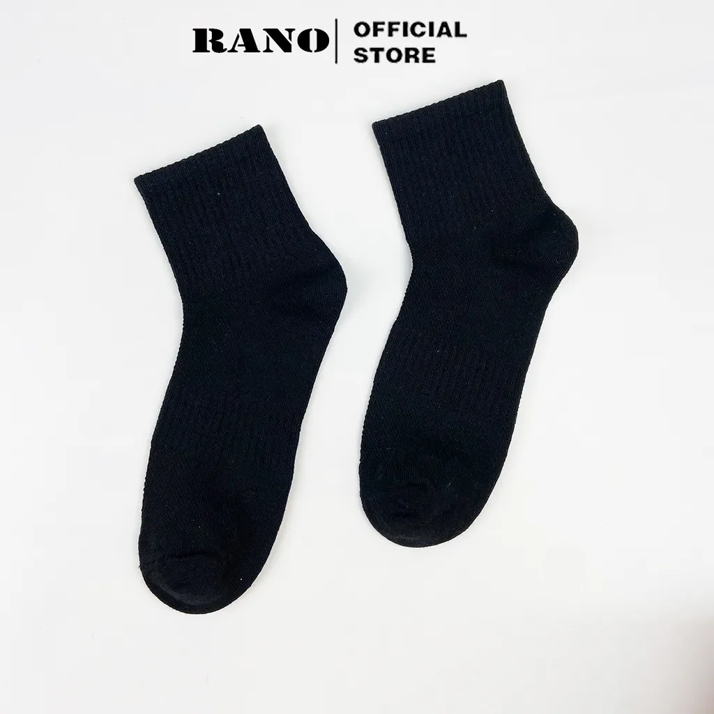 Ảnh Tất vớ nam nữ cổ trung lửng trơn màu đen trắng BAsic Hàng Hiệu RANO Phong Cách Unisex Hàn Quốc TRON_TRUNG 2