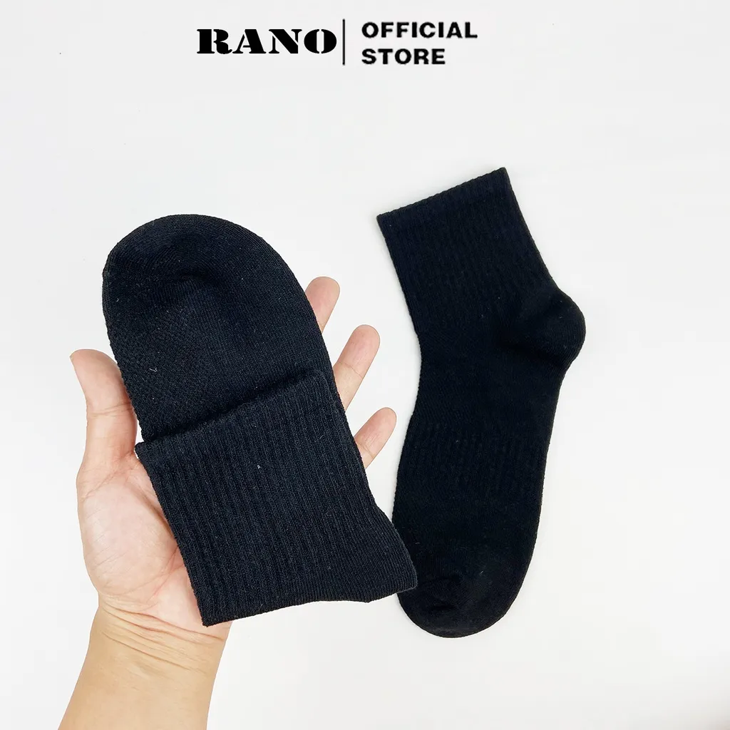Ảnh Tất vớ nam nữ cổ trung lửng trơn màu đen trắng BAsic Hàng Hiệu RANO Phong Cách Unisex Hàn Quốc TRON_TRUNG 3