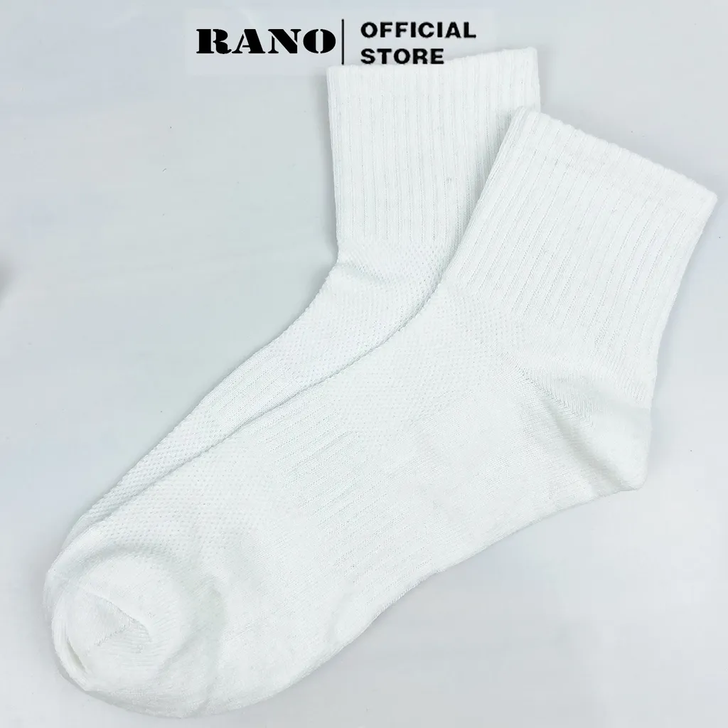 Ảnh Tất vớ nam nữ cổ trung lửng trơn màu đen trắng BAsic Hàng Hiệu RANO Phong Cách Unisex Hàn Quốc TRON_TRUNG 4