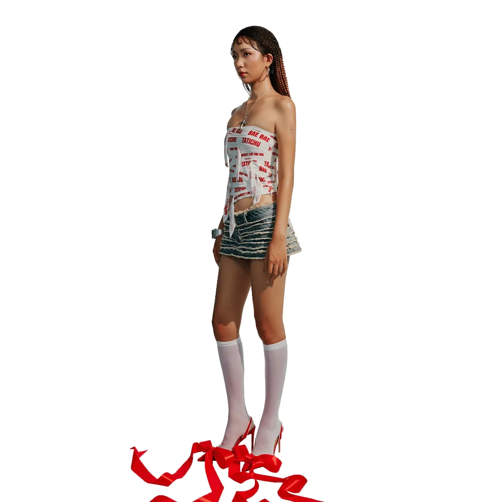 Ảnh TATICHU - BAE Distressed Jeans Mini Skirt - Váy Jeans Ngắn Tua Rua BAE 1