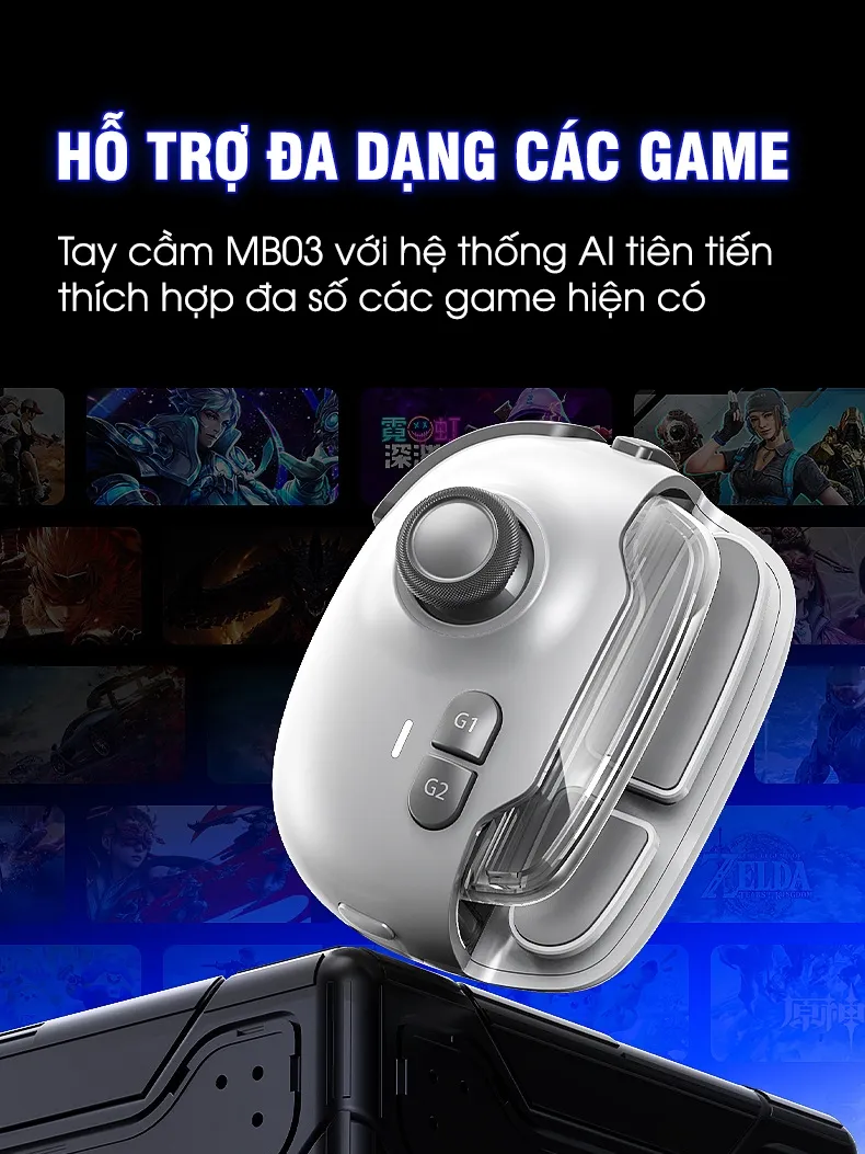 Ảnh Tay cầm giả lập MEMO MB03 phiên bản pro thế hệ mới hỗ trợ ghìm tâm nút ghi hình macro bấm combo liên quân COD FF MLBB 2