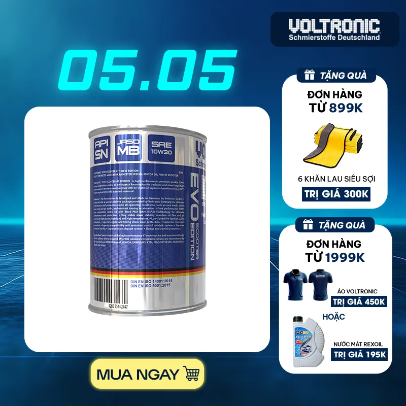 Ảnh (Tay ga 10w30) Dầu nhớt xe tay ga Voltronic Evo scooter 10w30 4T Edition - Fully Synthetic - Extra Pao Ester 2
