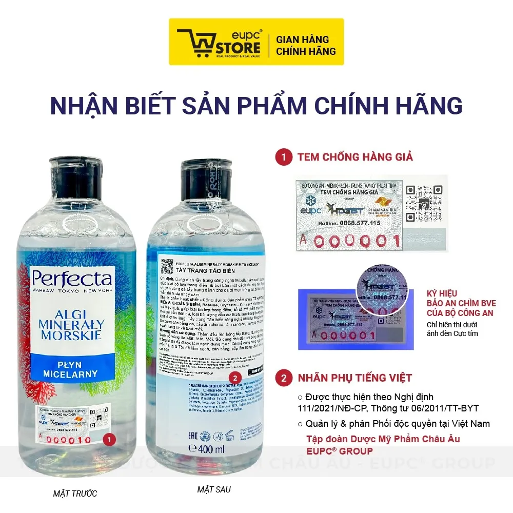 Ảnh Tẩy Trang Tảo Biển Perfecta 400ml Làm Sạch Sâu Da, Giúp Loại Bỏ Lớp Trang Điểm Và Bụi Bẩn Dịu Nhẹ EUPC STORE 4