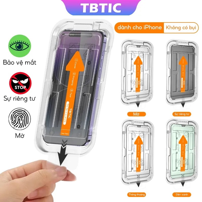 Ảnh Tbtic Cho iPhone 16 15 14 13 12 11 Pro Max Plus XR X Xs Bảo Vệ Màn Hình Kính Cường Lực HD Matte Bảo Mật Ánh Sáng Xanh Với Tự Động Căn Chỉnh Dễ Dàng Lắp Đặt Bảo Vệ Toàn Diện 1