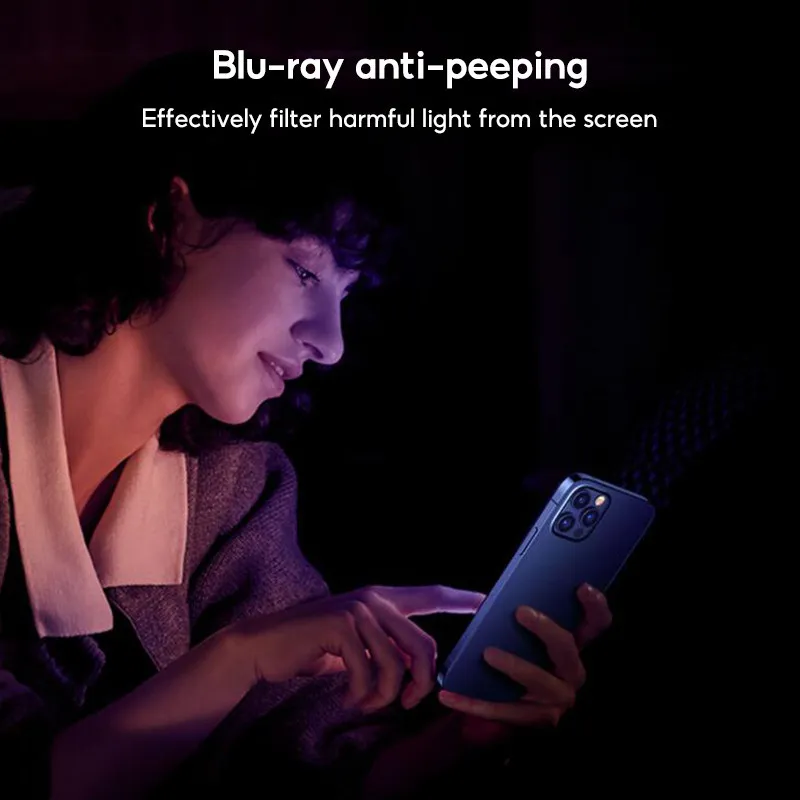 Ảnh Tbtic Cho iPhone Bảo Vệ Màn Hình Kính Cường Lực 16 15 14 13 12 11 Pro Max Plus XR X Xs Privacy Blueray Chống Ánh Sáng Xanh Vân Tay Bảo Vệ Toàn Diện Với Tự Động Căn Chỉnh Dễ Dàng Lắp Đặt 2