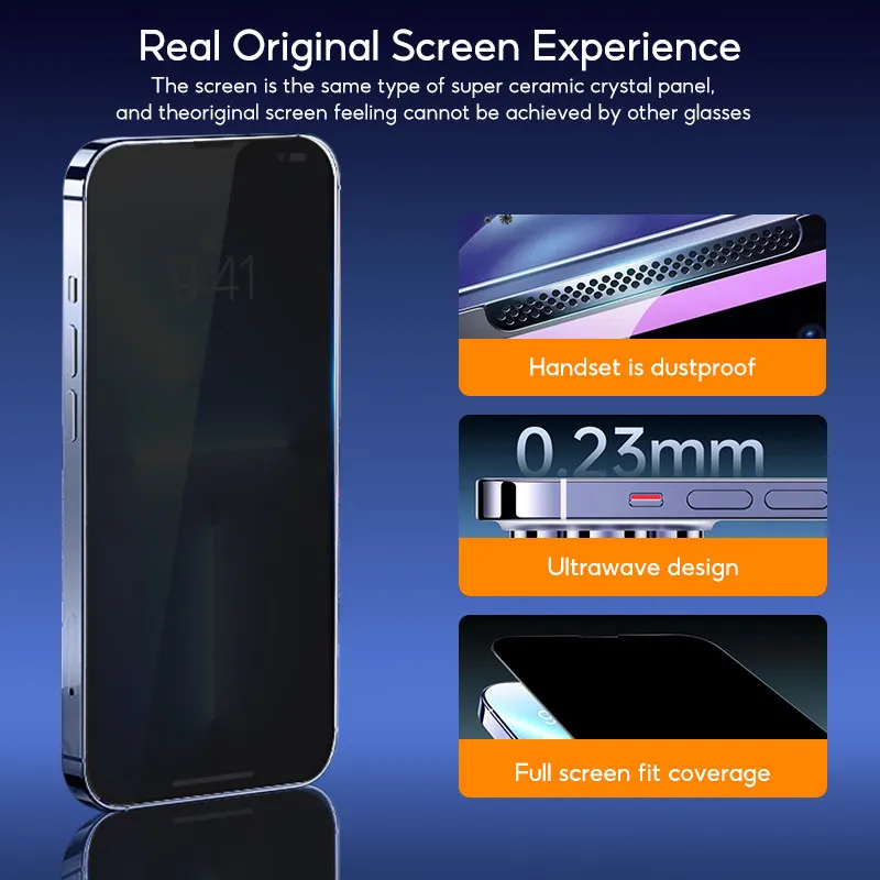 Ảnh Tbtic Cho iPhone Bảo Vệ Màn Hình Kính Cường Lực 16 15 14 13 12 11 Pro Max Plus XR X Xs Privacy 360 Tự Động Căn Chỉnh Dễ Dàng Lắp Đặt Bảo Vệ Toàn Diện 3