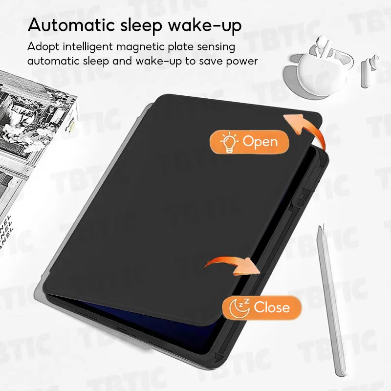 Ảnh Tbtic Cho Xiaomi Pad 7 6 5 Pro Ốp Lưng 11.2 11 Inch 2024 Có Khe Đựng Bút Chì 360° Xoay 3