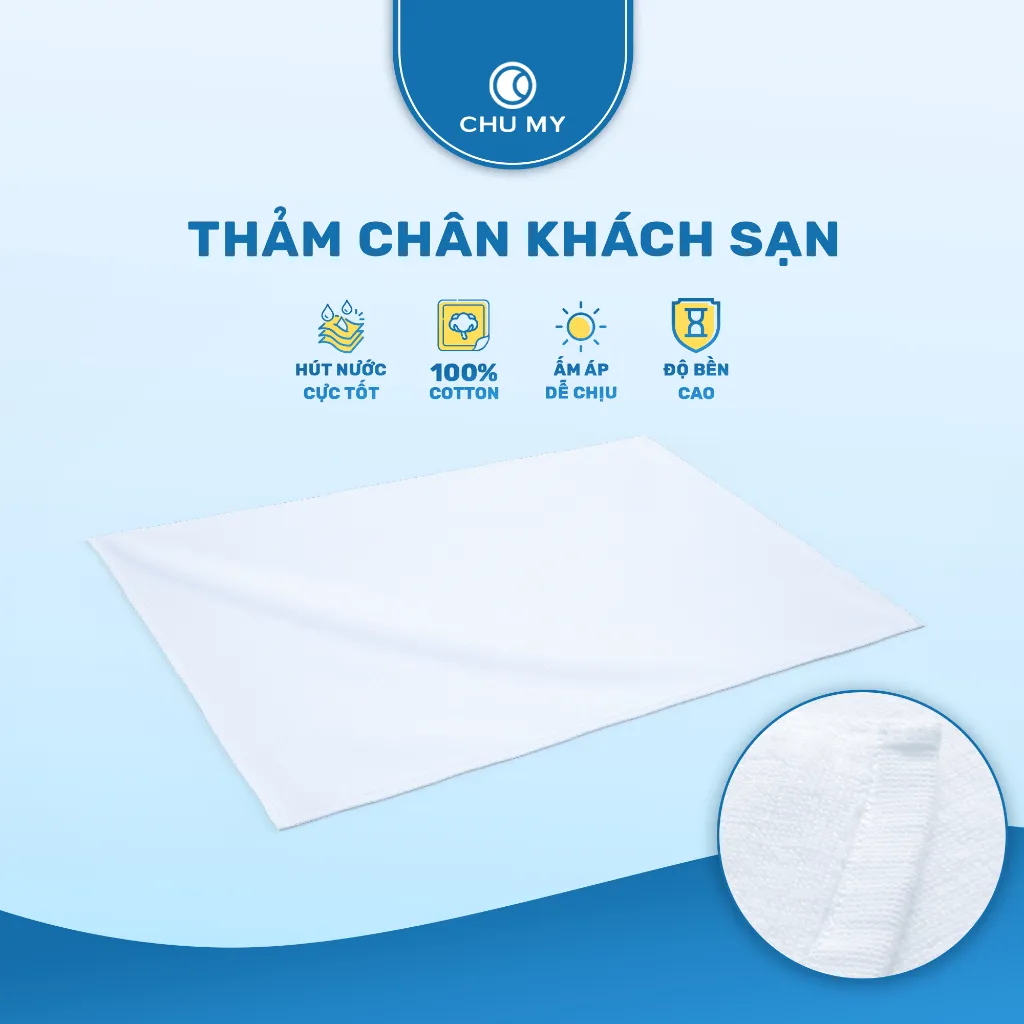 Ảnh Thảm chân khách sạn CHU MY 50x70cm (320g) và 50x75cm (330g), màu trắng 1