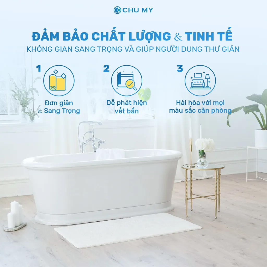 Ảnh Thảm chân khách sạn CHU MY 50x70cm (320g) và 50x75cm (330g), màu trắng 3