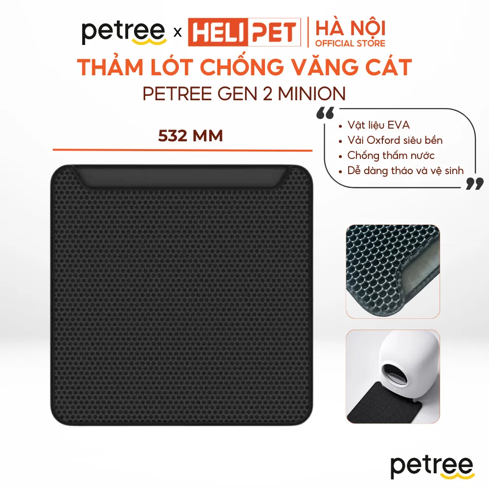 Ảnh Thảm Lót Chống Văng Cát Petree x HeLiPet dùng cho Máy Vệ Sinh Tự Động, Máy Dọn Phân Cho Mèo 1