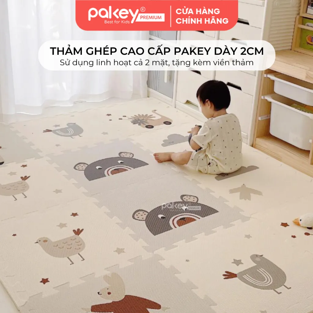 Review Thảm Xốp Ghép PAKEY Dày 2cm: An Toàn, Êm Ái Cho Bé Tập Bò & Tập Đi