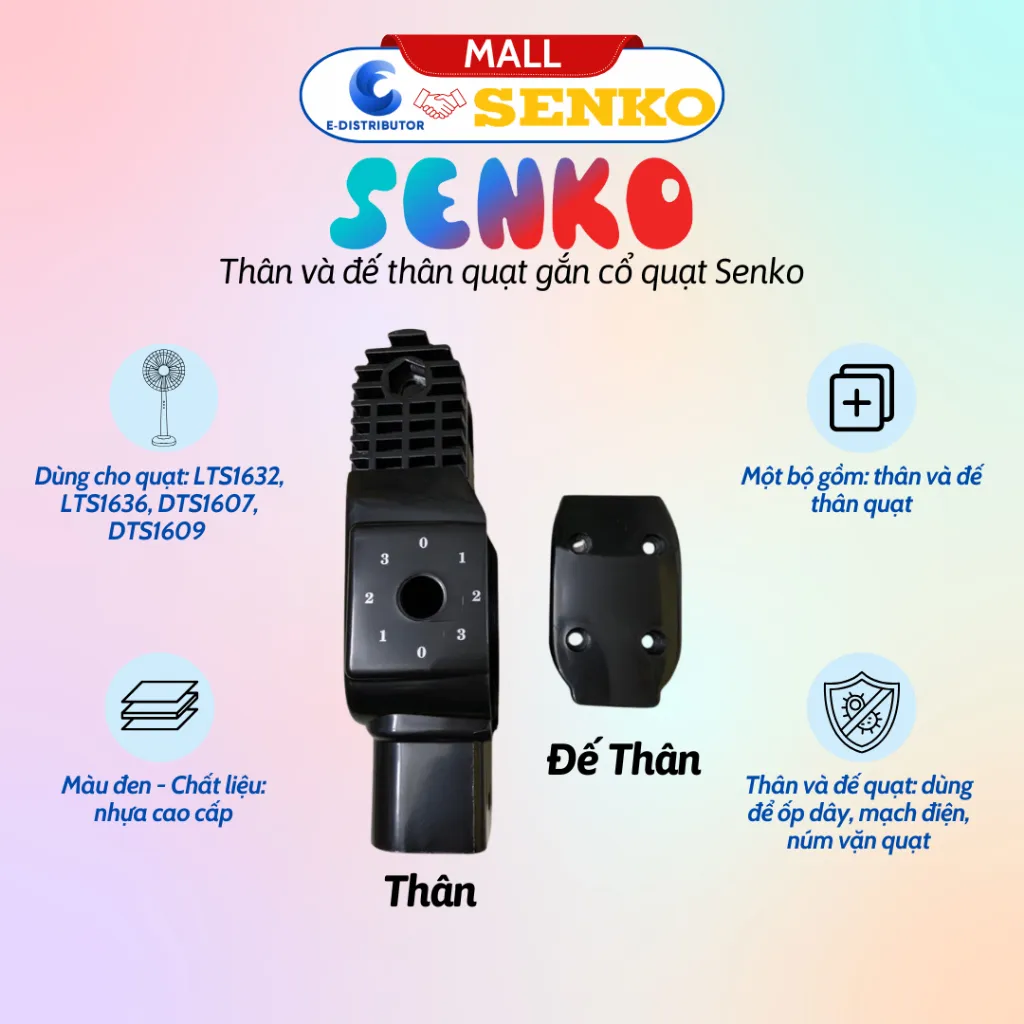 Ảnh Thân và đế thân quạt thay thế của quạt Senko LTS1636/LTS1632/DTS1607(mã mới) - Hàng chính hãng 1