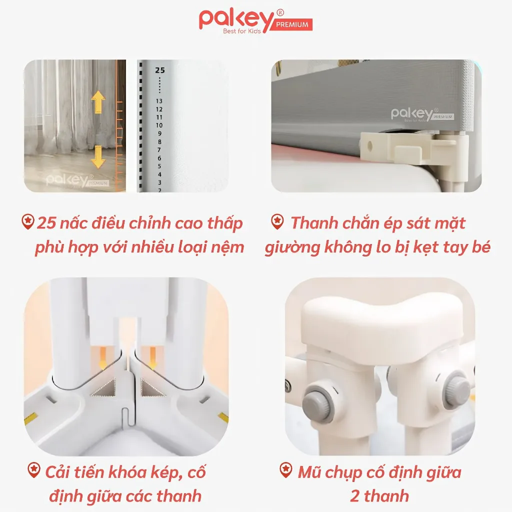 Ảnh Thanh Chắn Giường Gấp Gọn PAKEY NK01 Không Cần Lắp Ráp, Chốt Khóa Vặn An Toàn Cho Bé - Bảo Hành Trọn Đời 3