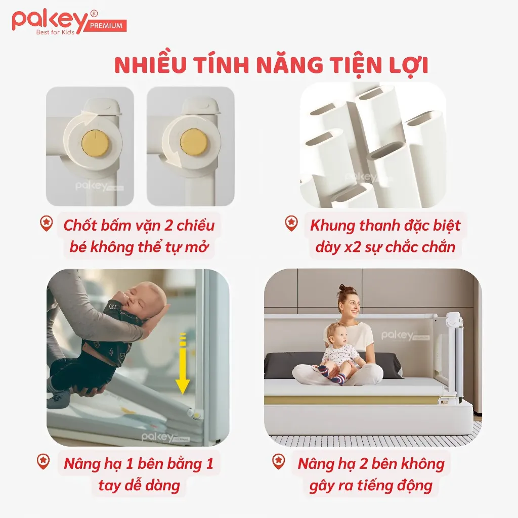 Ảnh Thanh Chắn Giường PAKEY Cao Cấp SB2 Phong Cách Hàn Quốc Nhiều Kích Thước Cho Bé, Chặn Giường An Toàn Cho Trẻ 2