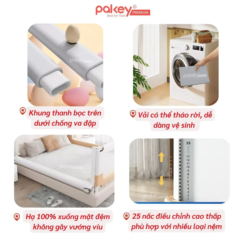 Ảnh Thanh Chắn Giường PAKEY Cao Cấp SB2 Phong Cách Hàn Quốc Nhiều Kích Thước Cho Bé, Chặn Giường An Toàn Cho Trẻ 3