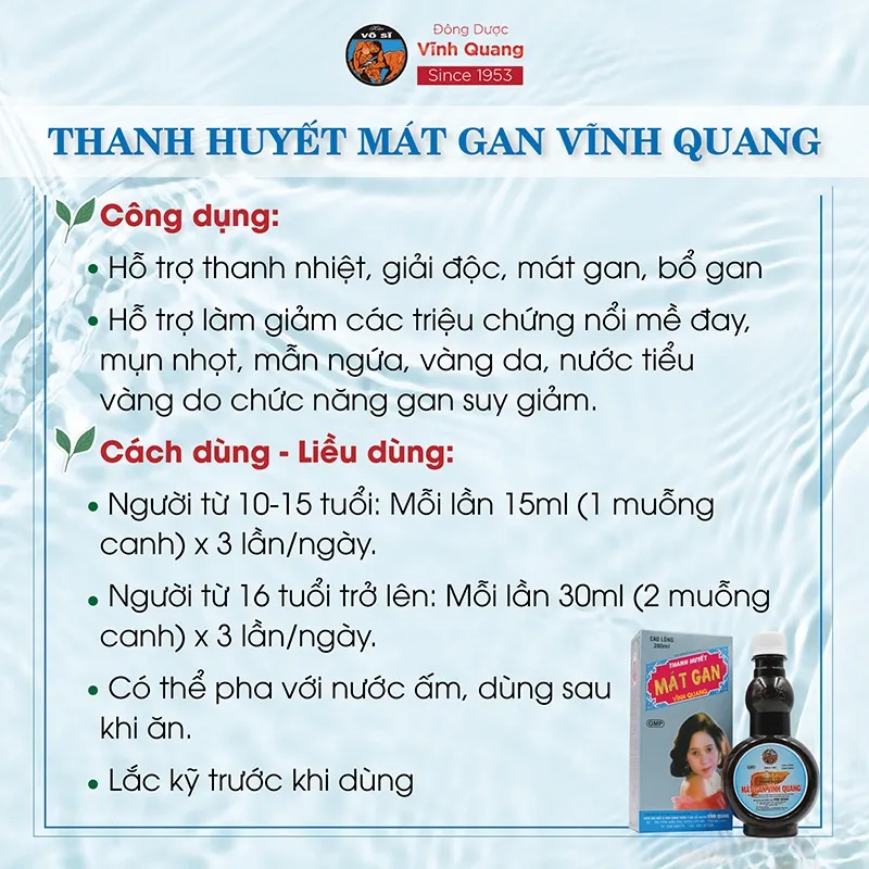 Ảnh Thanh Huyết Mát Gan Vĩnh Quang - Chai 280ml Hỗ trợ thanh nhiệt, giải độc, mát gan, bổ gan 3