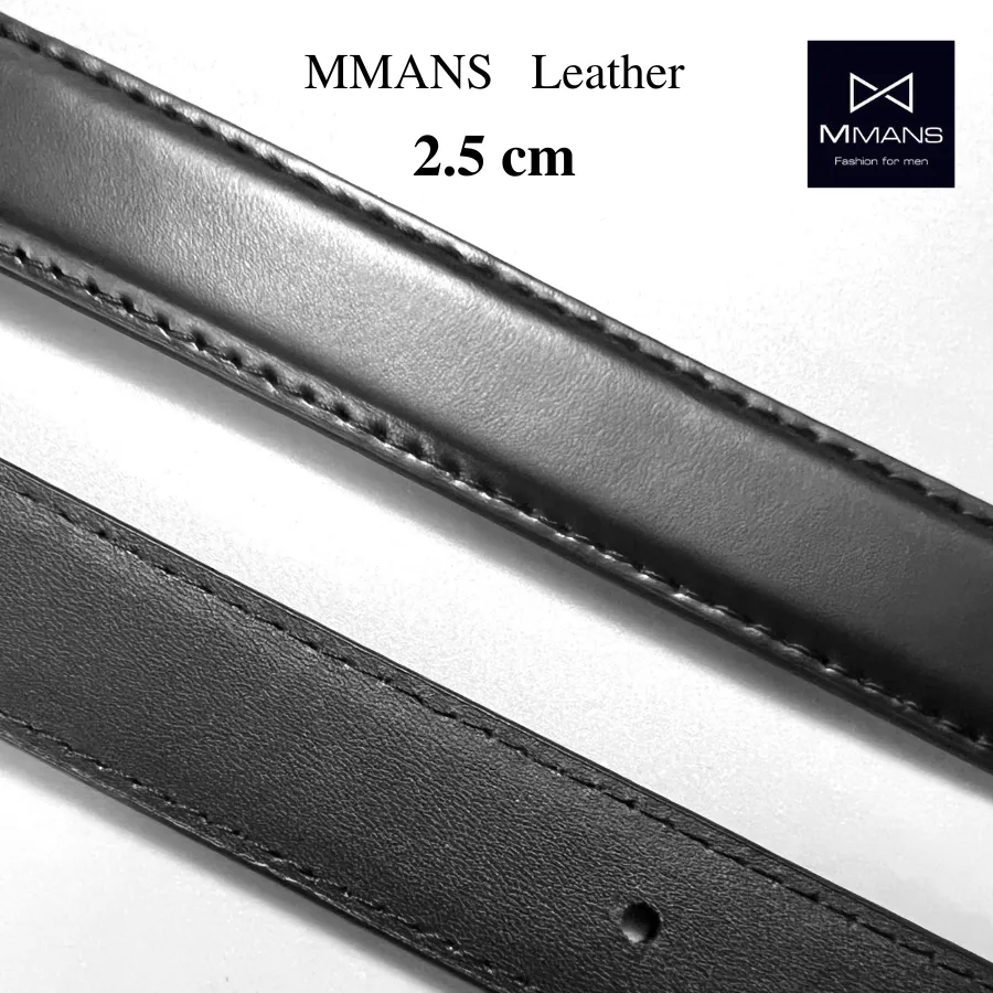 Ảnh Thắt lưng bản nhỏ unisex nam nữ MMANS bản 2.5 cm khóa kim da bò nhập khẩu cao cấp mặt hợp kim chống gỉ sang trọng 3