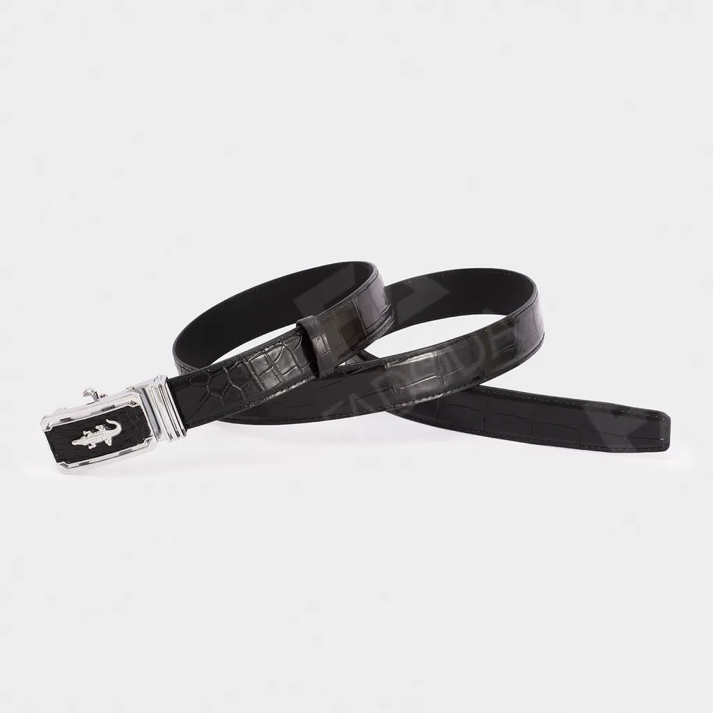 Ảnh Thắt lưng da cá sấu thật FA DO DA FCB02BD dây ghép bản rộng 3.5 cm màu đen 2