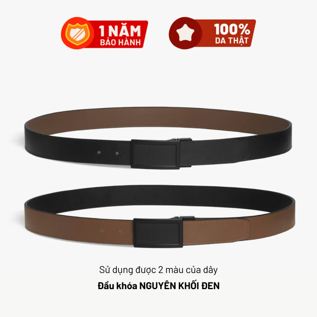 Ảnh Thắt Lưng Da Thật Đầu Xoay LAGOM - Đầu khóa 35mm - Dây Saffi 2 màu Đen - Nâu 3