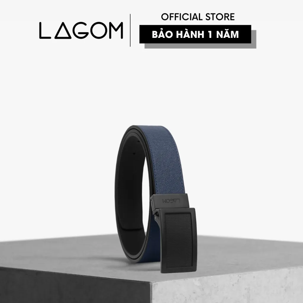 Ảnh Thắt Lưng Da Thật Đầu Xoay LAGOM - Dây 2 màu Taiga Navy - Đen 3