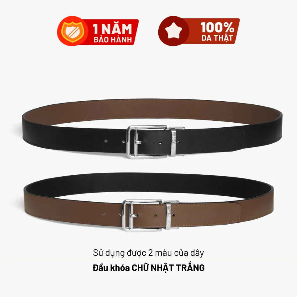Ảnh Thắt Lưng Da Thật Đầu Xoay LAGOM - Đầu khóa 35mm - Dây Saffi 2 màu Đen - Nâu 4