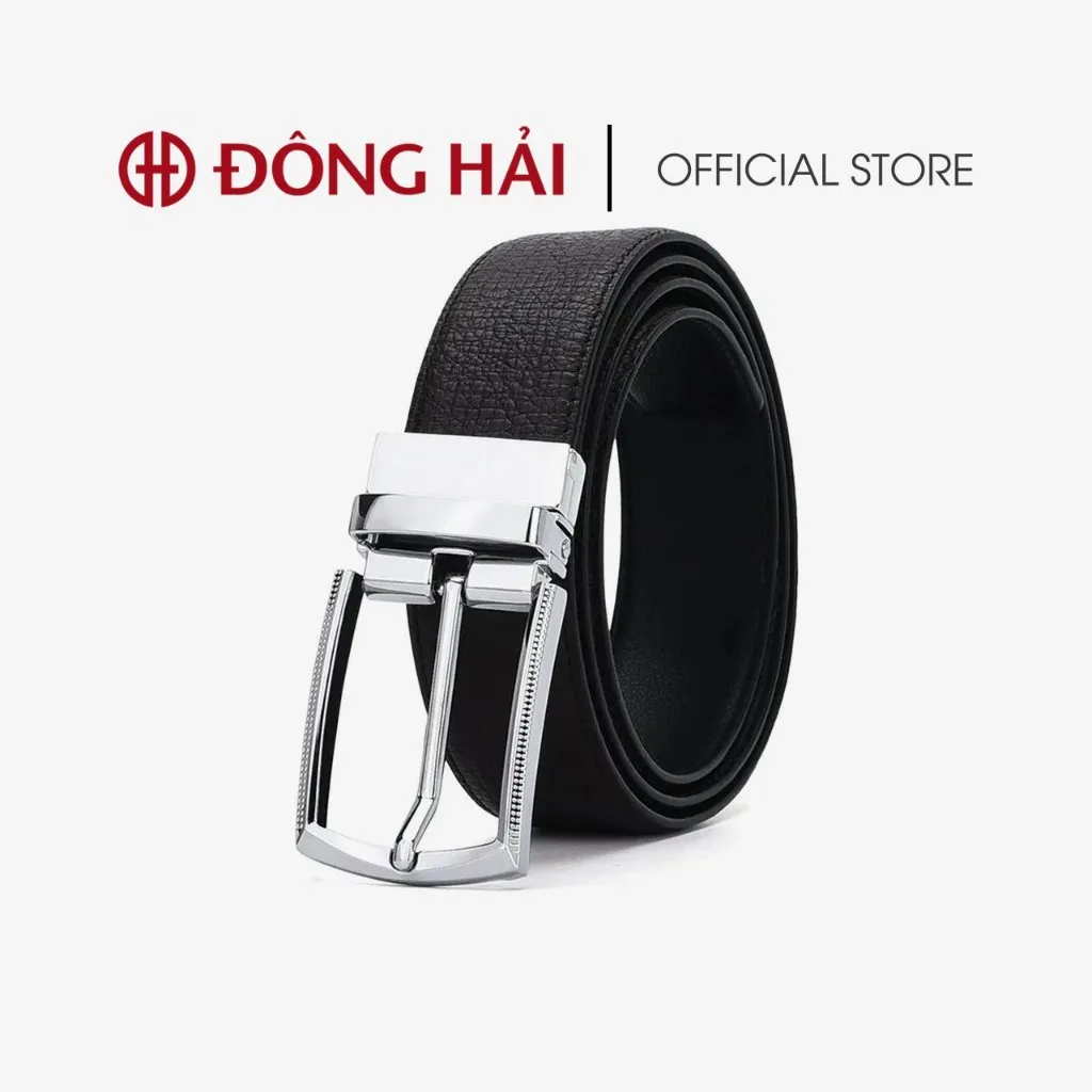 Ảnh Thắt Lưng Dây Nịt Nam Đông Hải Đầu Khoá Kim Xoay Hai Mặt Da Cao Cấp Bản Rộng 35mm Đầu Khóa Đen Bóng,Sáng Bóng - PU04 3