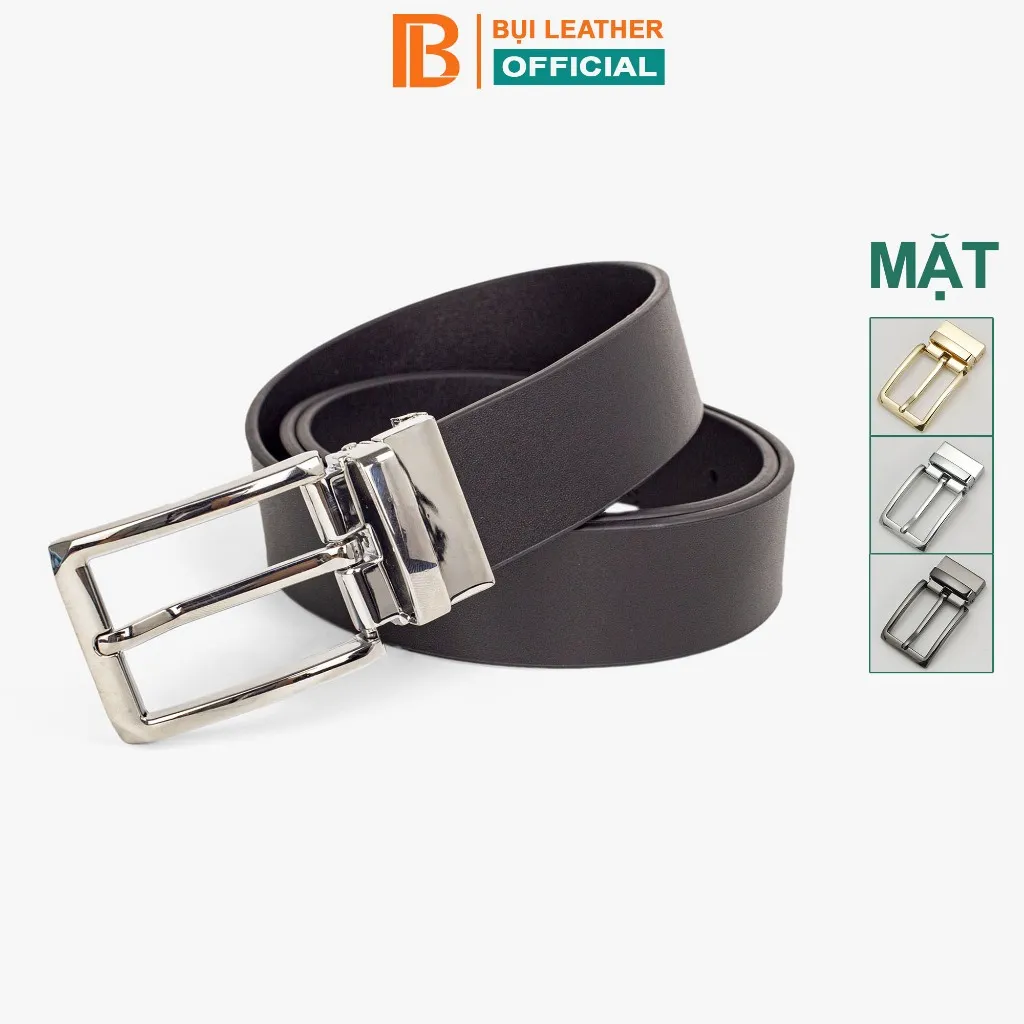 Ảnh Thắt lưng nam Bụi Leather L112 da bò nguyên tấm-màu đen khóa cài 1