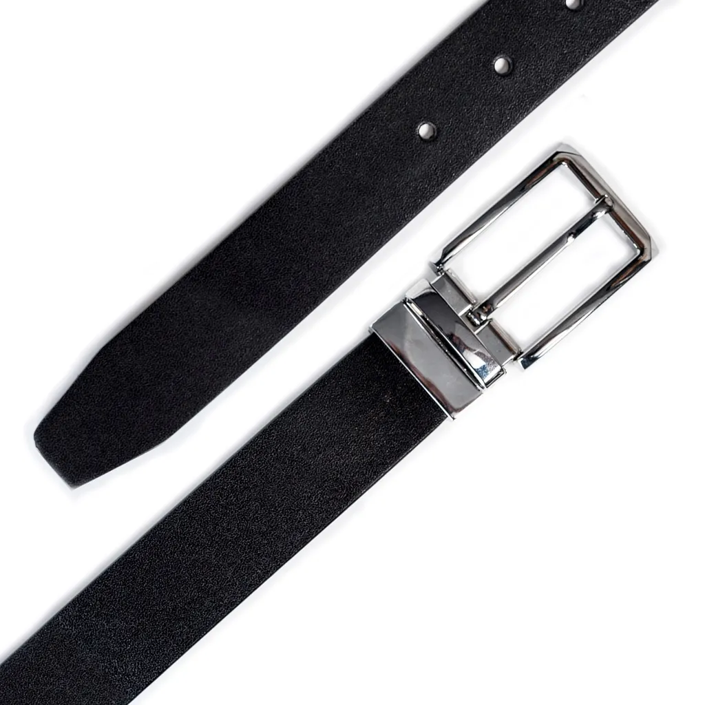Ảnh Thắt lưng nam Bụi Leather L112 da bò nguyên tấm-màu đen khóa cài 3