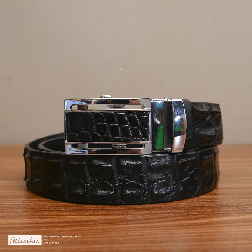 Ảnh Thắt lưng nam FTT Leather da cá sấu loai dây liền 3.5cm nguyên bản, cam kết da thật 100% 3