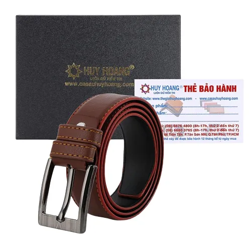 Ảnh Thắt lưng nam may viền màu bò, đen, nâu HP4001-02-03-04-05-06 4