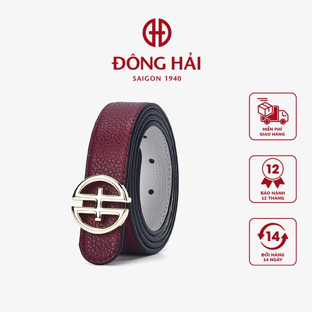 Ảnh Thắt Lưng Nịt Da Nữ Đông Hải Khóa Logo Kim Loại Đầu Khóa Random Vàng Bóng và Xám - PH04 1