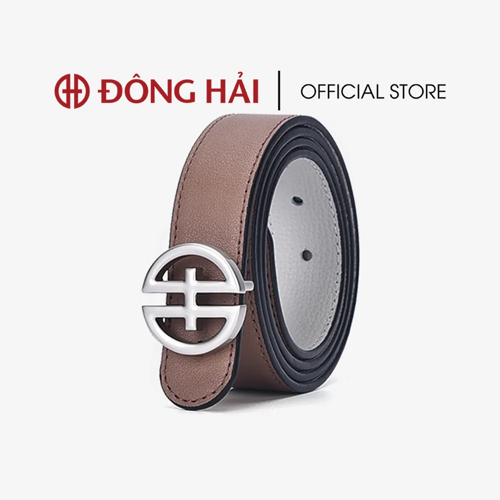 Ảnh Thắt Lưng Nịt Da Nữ Đông Hải Khóa Logo Kim Loại Đầu Khóa Random Vàng Bóng và Xám - PH04 2