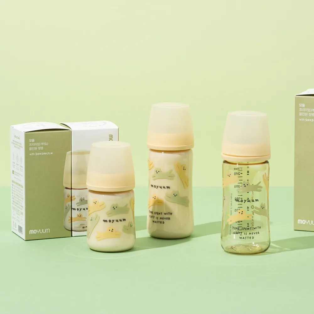 Ảnh Thế hệ 3 - Bình sữa PPSU Moyuum - Mẫu mèo - 270ml - Kèm núm 2 (3m+) 4