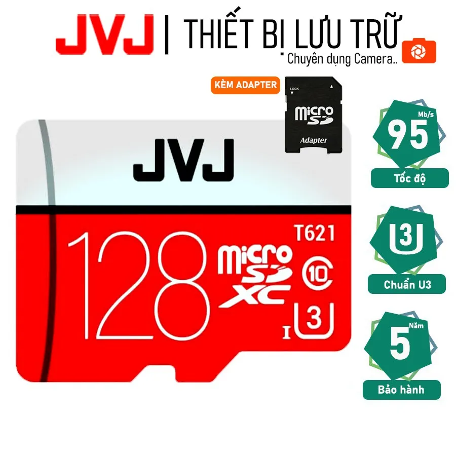 Ảnh Thẻ nhớ 128Gb JVJ Pro U3 Class 10 MicroSDHC – chuyên dụng cho CAMERA tốc độ cao tương thích với mọi thiết bị 1
