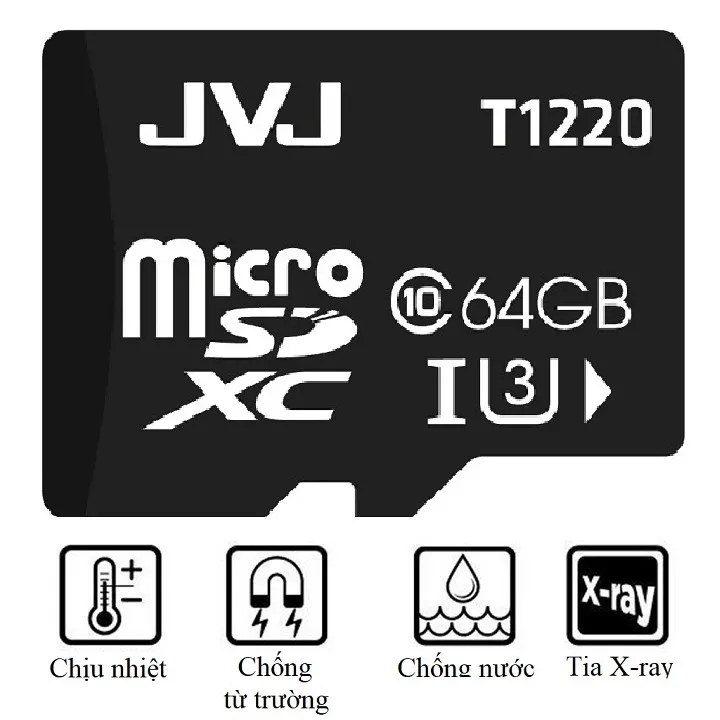 Ảnh Thẻ nhớ 64Gb JVJ Class 10 U3 - Dùng cho tất cả các dòng thiết bị hỗ trợ thẻ nhớ micro, camera giám sát-Bảo hành 5 năm 2