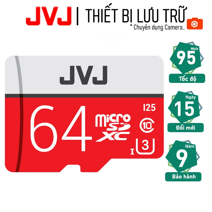 Ảnh Thẻ nhớ 64Gb JVJ Pro U3 Class 10 - chuyên dụng cho CAMERA, Điện thoại, Máy ảnh,... tốc độ cao 95Mb-140Mb/s 1