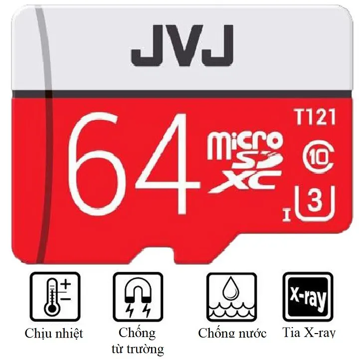 Ảnh Thẻ nhớ 64Gb JVJ Pro U3 Class 10 - chuyên dụng cho CAMERA, Điện thoại, Máy ảnh,... tốc độ cao 95Mb-140Mb/s 3