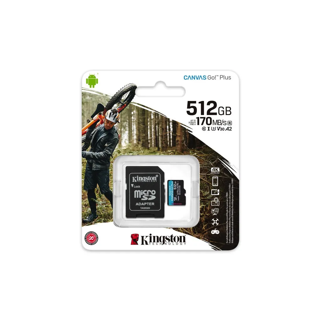 Ảnh Thẻ nhớ Kingston Canvas Go Plus MicroSD 512GB cho di động Android, camera, flycam và sản xuất video 4K SDCG3/512G 1