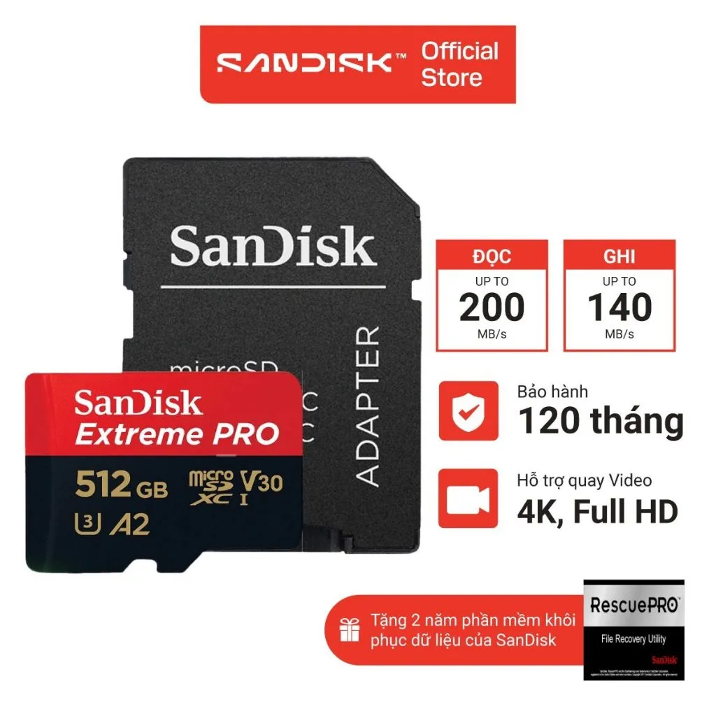 Ảnh Thẻ Nhớ MicroSDXC SanDisk Extreme Pro V30 A2 512GB - 1TB 200MB/s 2