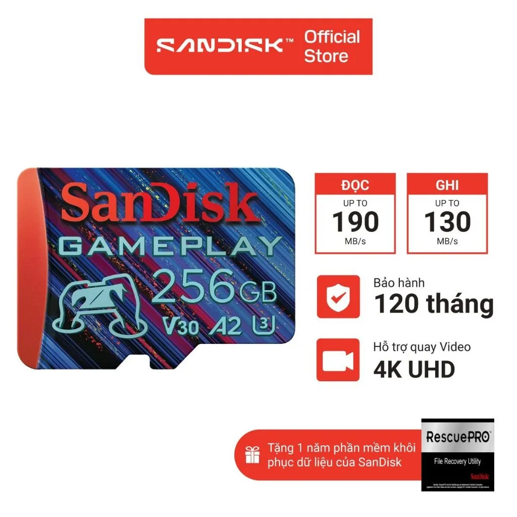 Ảnh Thẻ Nhớ MicroSDXC SanDisk GamePlay 256GB - 512GB - 1TB for Mobile Gaming 190MB/s 2