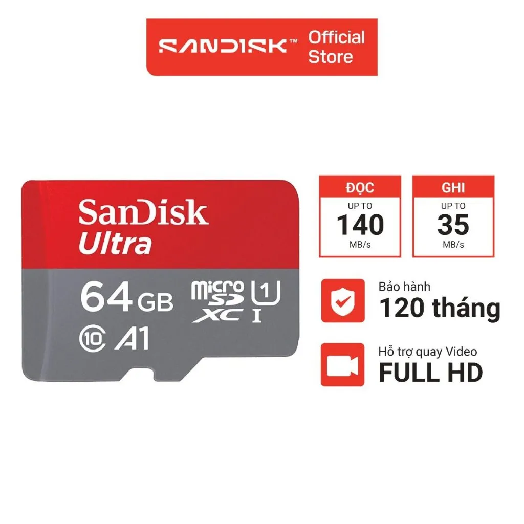 Ảnh Thẻ nhớ MicroSDXC SanDisk Ultra A1 64GB - 128GB - 256GB 3