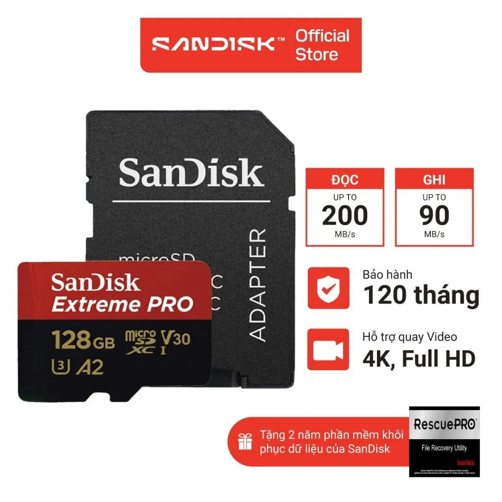 Ảnh Thẻ Nhớ MicroSDXC SanDisk Extreme Pro V30 A2 64GB - 128GB - 256GB 200MB/s 2