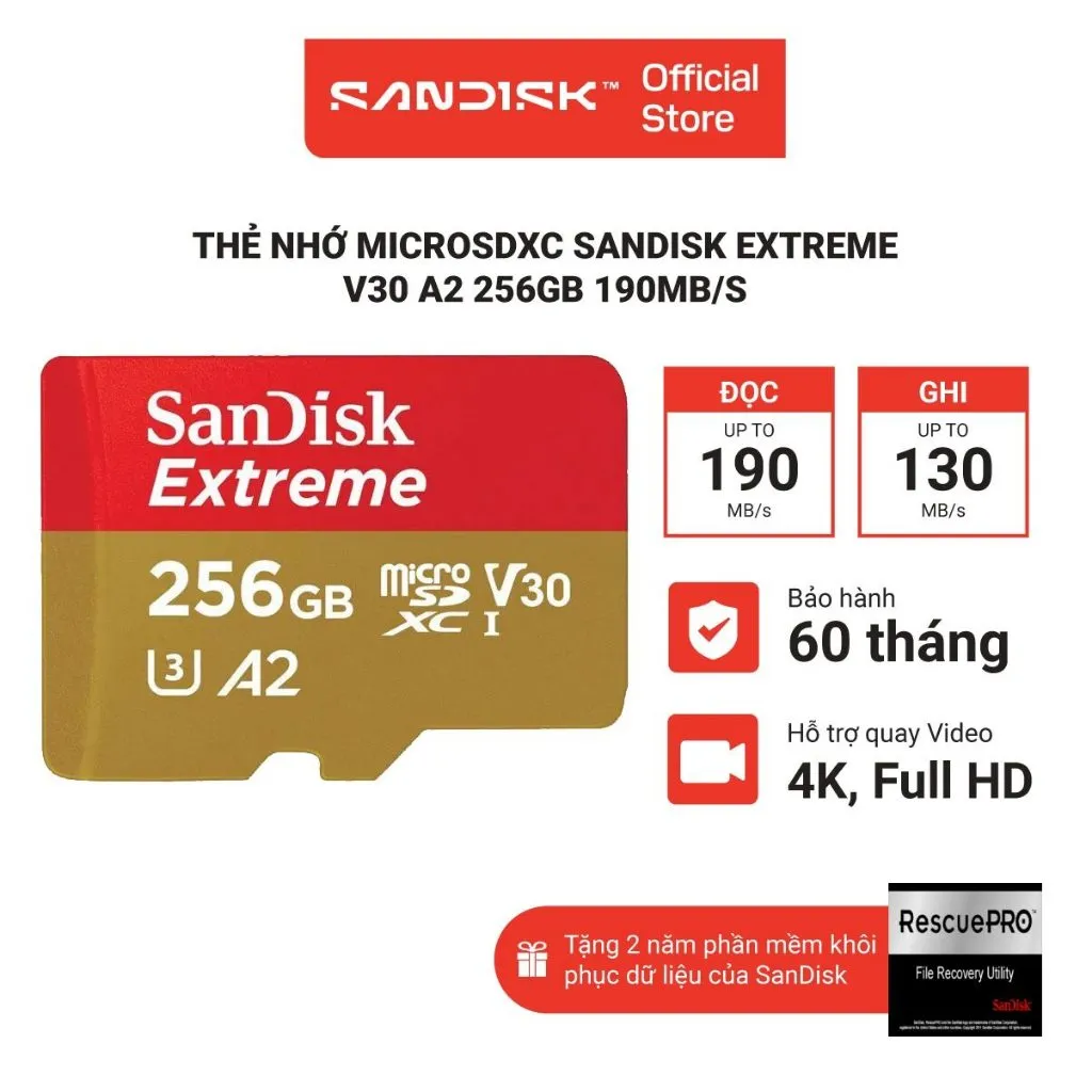 Ảnh Thẻ Nhớ MicroSDXC SanDisk Extreme V30 A2 64GB - 128GB - 256GB 1