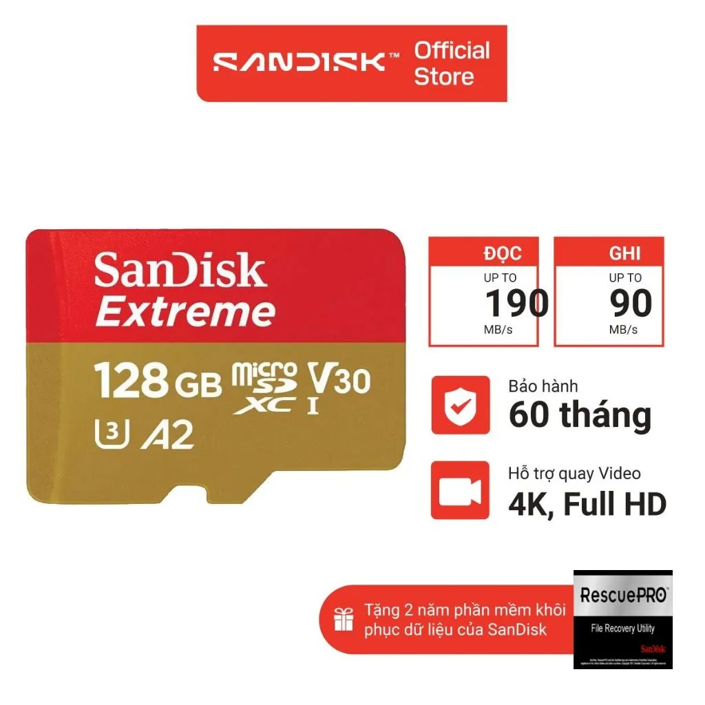 Ảnh Thẻ Nhớ MicroSDXC SanDisk Extreme V30 A2 64GB - 128GB - 256GB 2
