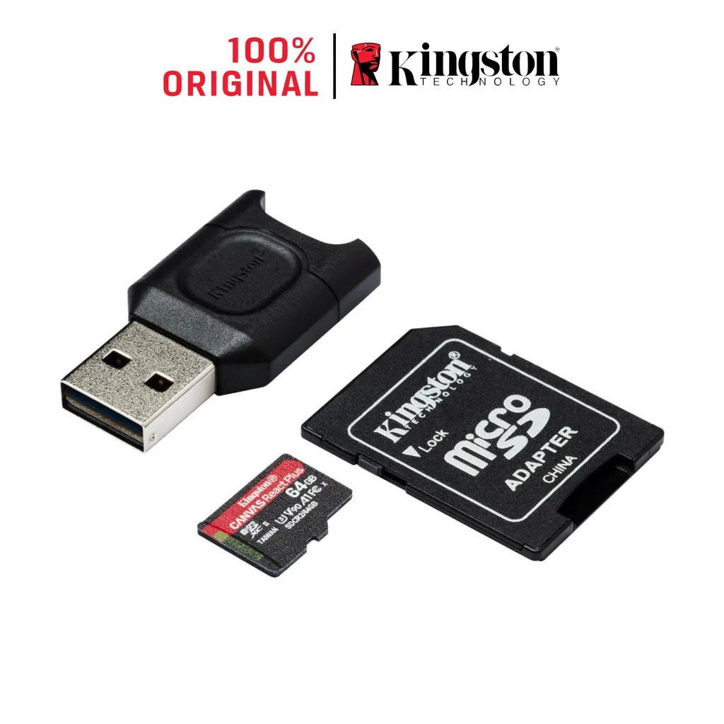 Ảnh Thẻ nhớ micSDXC Kingston Canvas React Plus 128GB 300mbs/260mbs quay video UHS-II 4K/8K, Flycam HD MLPMR2/128GB 1