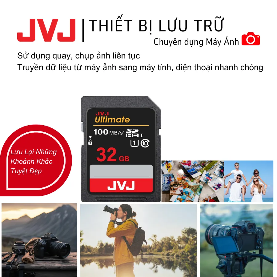Ảnh Thẻ Nhớ SD 32GB JVJ Ultimate Class 10 -Chuyên Dụng Cho Máy Ảnh, Máy Tính -Tốc Độ Lên Đến 100Mb/s -Bảo Hành 9 Năm 1 Đổi 1 3